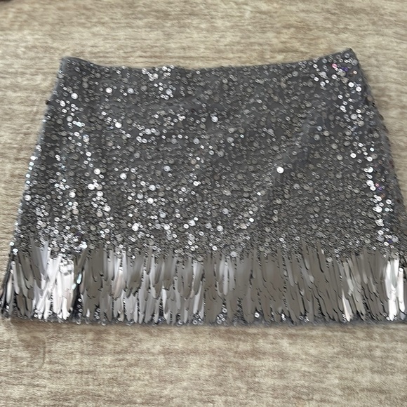 Zara Dresses & Skirts - Zara Silver Embellished Mini Skirt Cocktail
